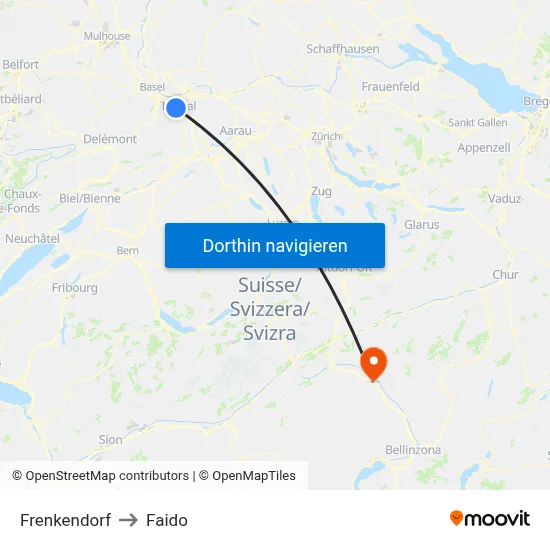 Frenkendorf to Faido map