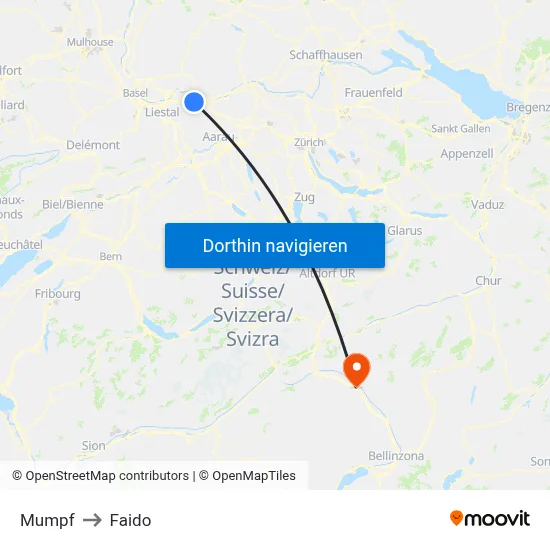 Mumpf to Faido map