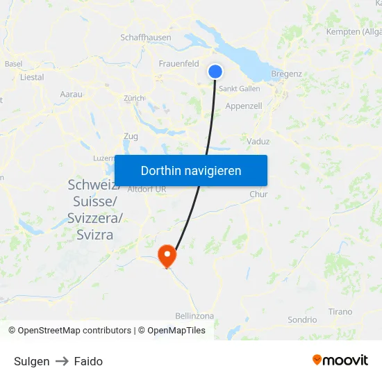 Sulgen to Faido map