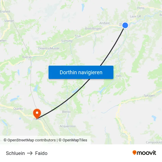 Schluein to Faido map
