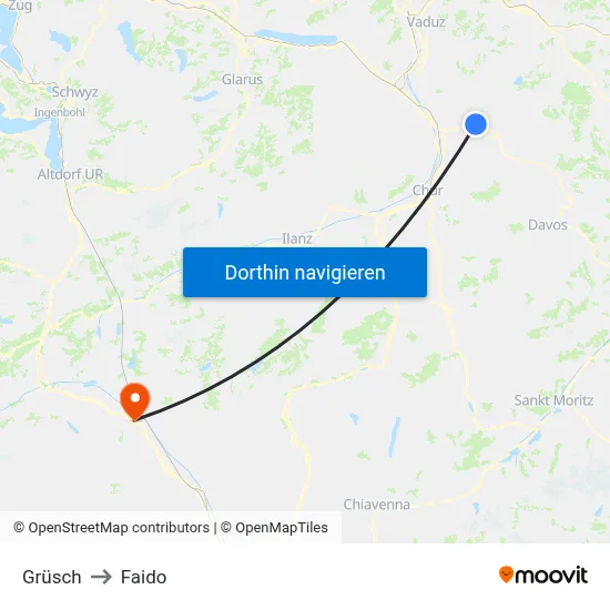 Grüsch to Faido map
