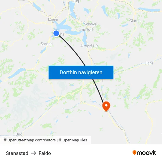 Stansstad to Faido map