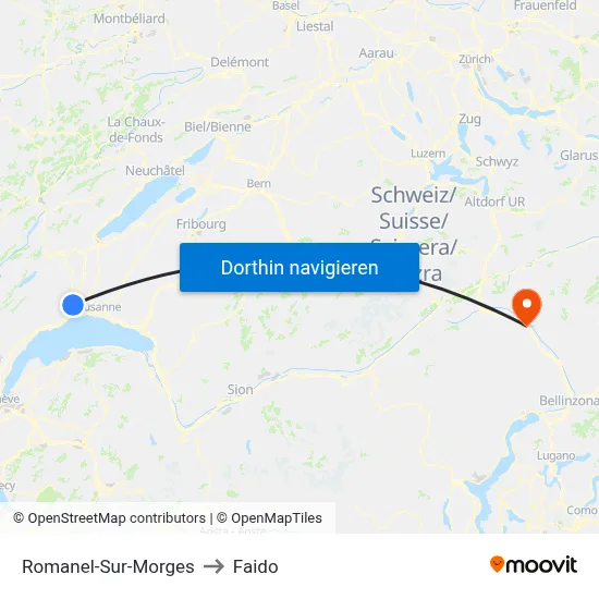 Romanel-Sur-Morges to Faido map