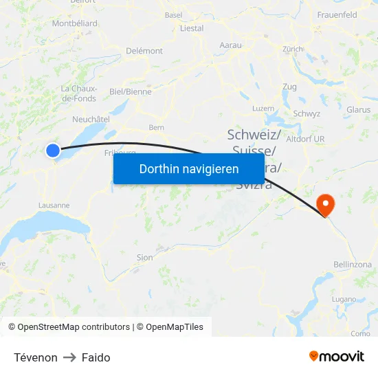 Tévenon to Faido map