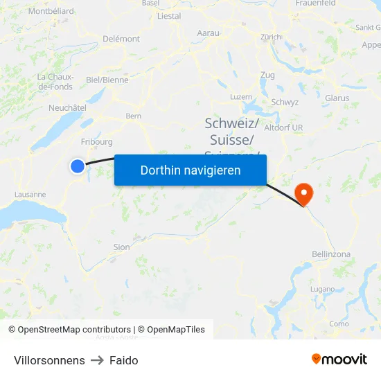 Villorsonnens to Faido map