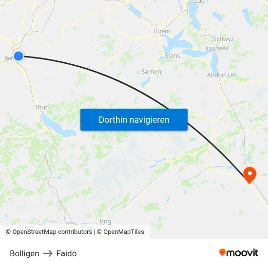 Bolligen to Faido map