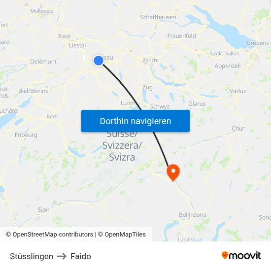 Stüsslingen to Faido map