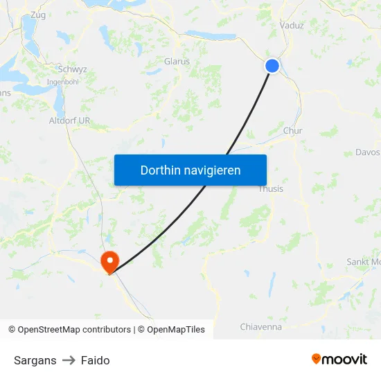 Sargans to Faido map