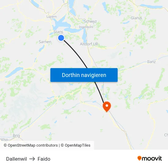 Dallenwil to Faido map