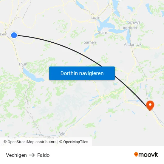Vechigen to Faido map