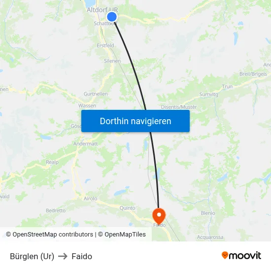 Bürglen (Ur) to Faido map
