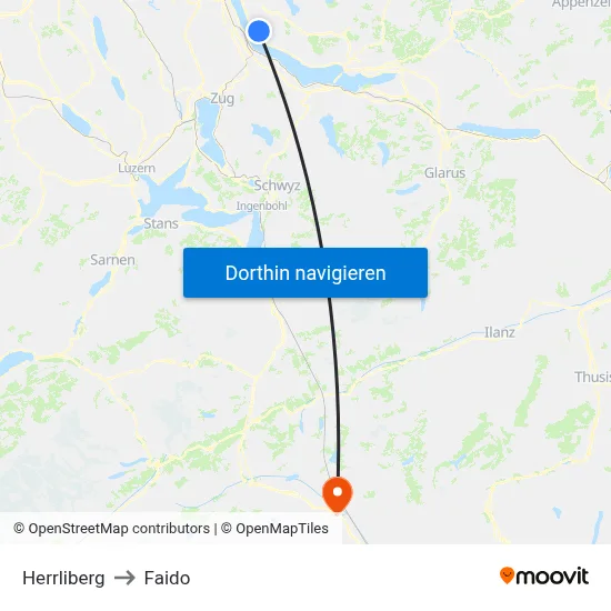 Herrliberg to Faido map