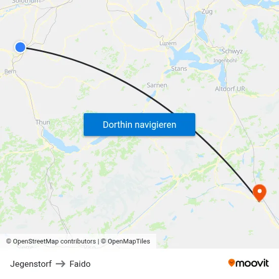 Jegenstorf to Faido map