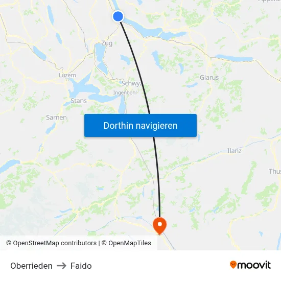 Oberrieden to Faido map