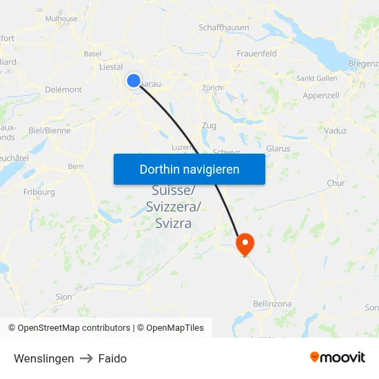 Wenslingen to Faido map