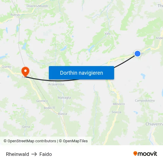 Rheinwald to Faido map
