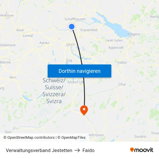 Verwaltungsverband Jestetten to Faido map