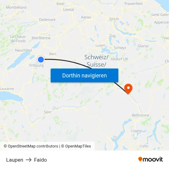 Laupen to Faido map