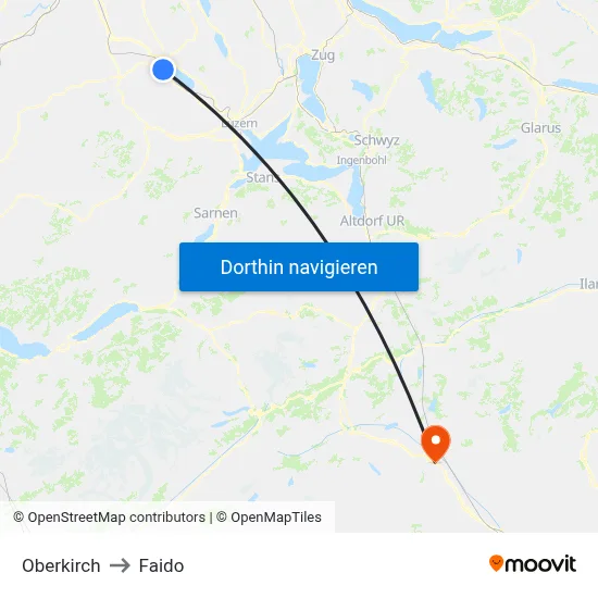 Oberkirch to Faido map