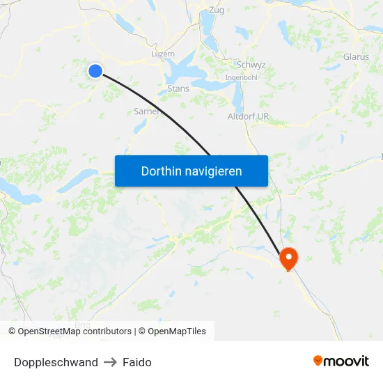 Doppleschwand to Faido map