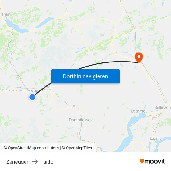 Zeneggen to Faido map