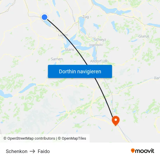 Schenkon to Faido map