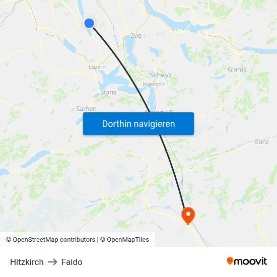 Hitzkirch to Faido map