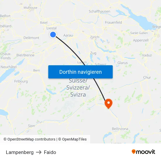 Lampenberg to Faido map