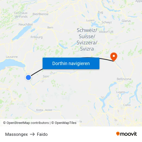 Massongex to Faido map