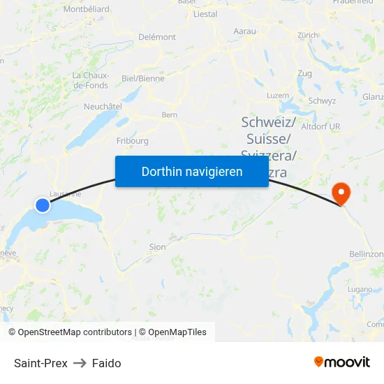 Saint-Prex to Faido map
