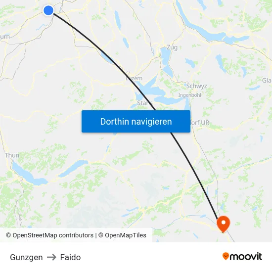 Gunzgen to Faido map