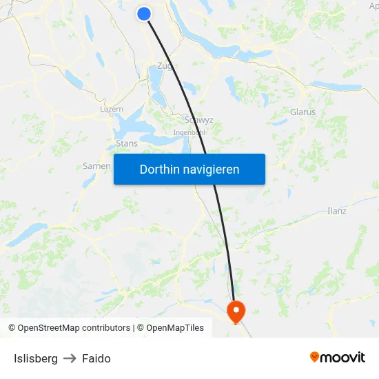Islisberg to Faido map