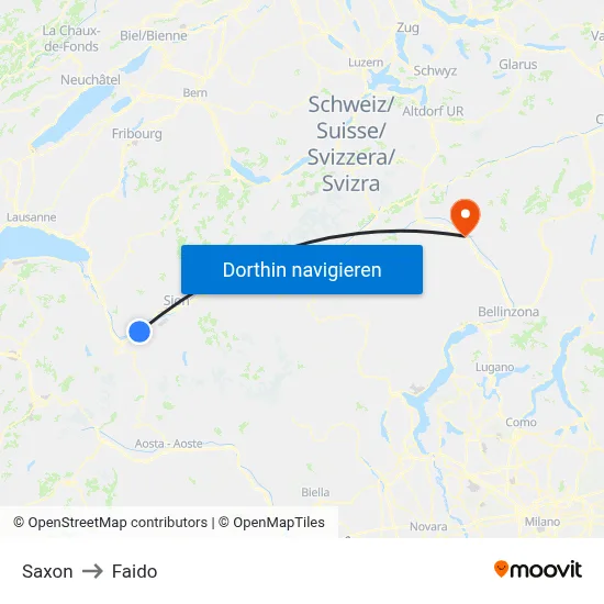 Saxon to Faido map