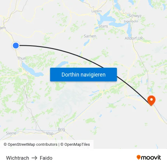 Wichtrach to Faido map