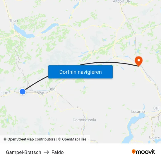 Gampel-Bratsch to Faido map