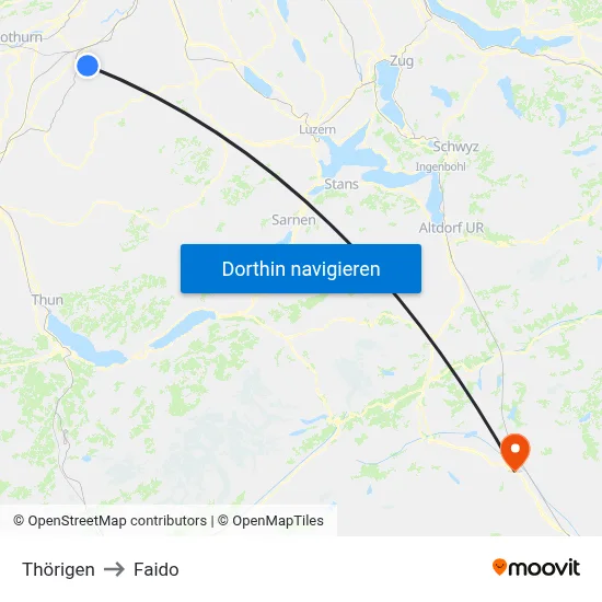 Thörigen to Faido map