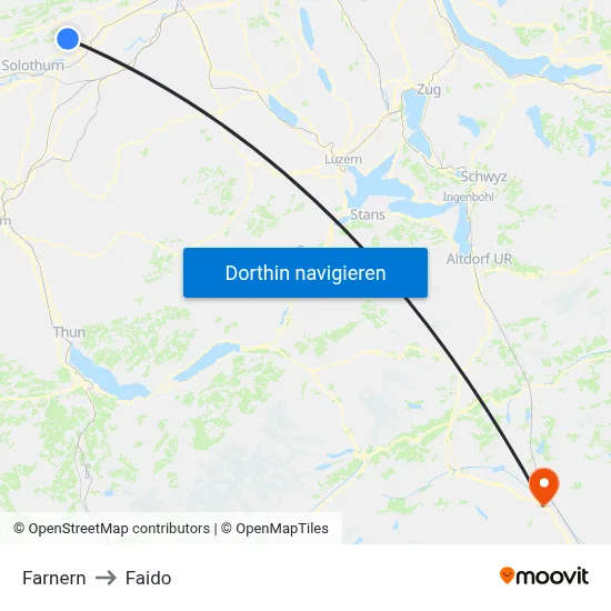 Farnern to Faido map