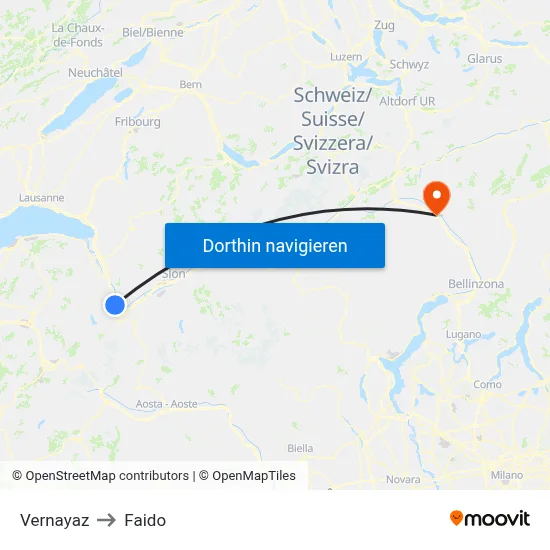 Vernayaz to Faido map