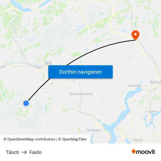 Täsch to Faido map