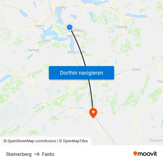 Steinerberg to Faido map