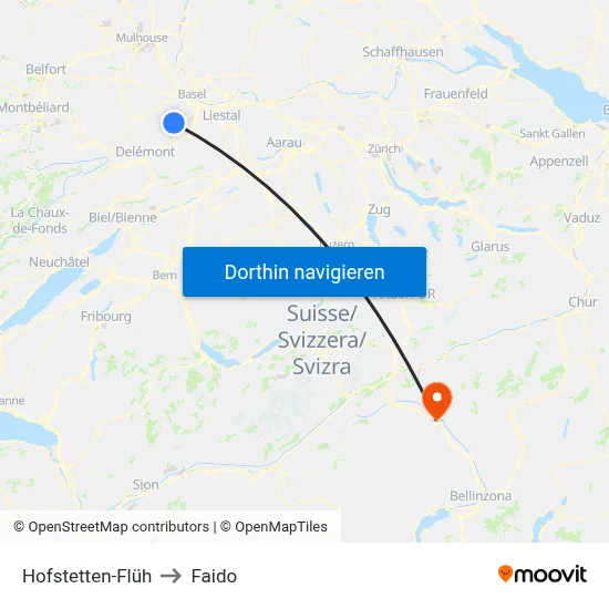 Hofstetten-Flüh to Faido map