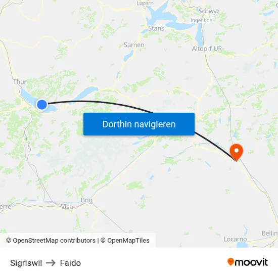 Sigriswil to Faido map