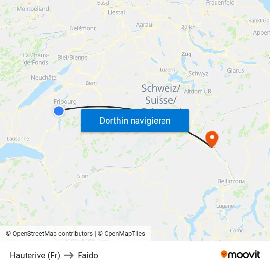 Hauterive (Fr) to Faido map