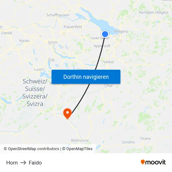 Horn to Faido map