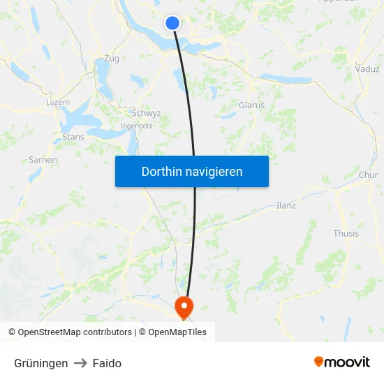 Grüningen to Faido map