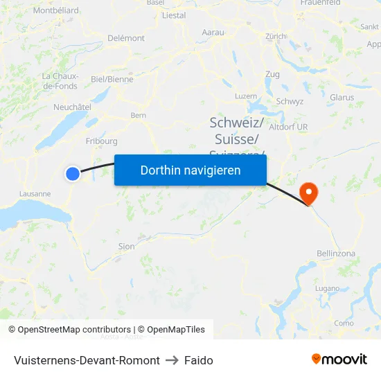 Vuisternens-Devant-Romont to Faido map