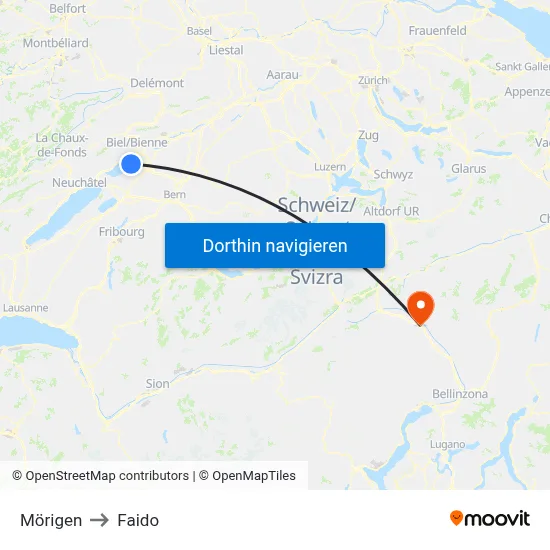Mörigen to Faido map