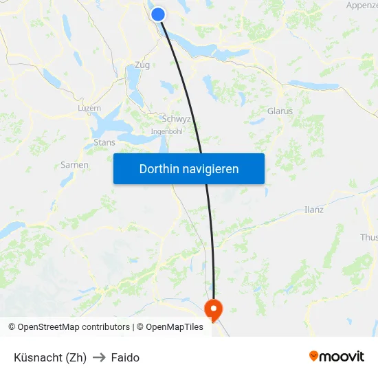 Küsnacht (Zh) to Faido map