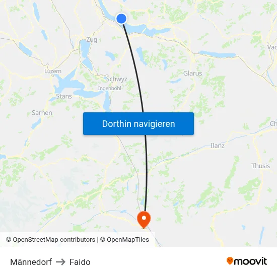 Männedorf to Faido map