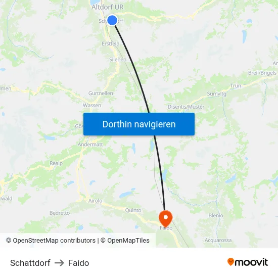 Schattdorf to Faido map